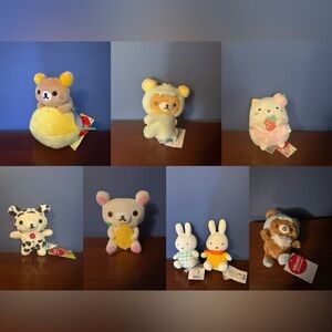 NWT 6” Bundle of 8 San-X Rilakkuma and Miffy Bunny Plush Round1